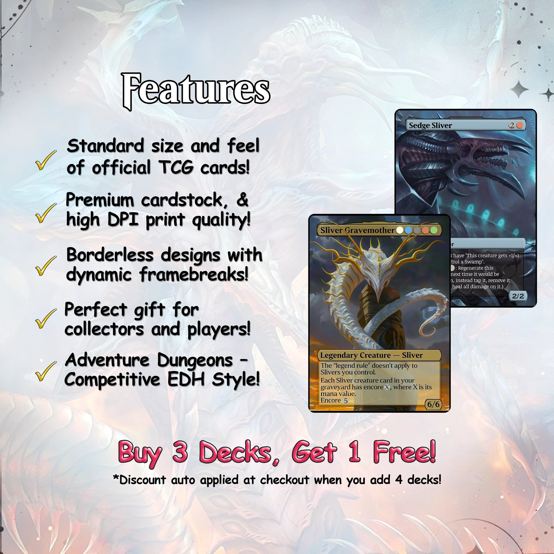 The First Sliver Custom Commander Deck - Proxy - Perfect Magic Gift - Tokens Included - Sliver Tribal Deck - Premium 110