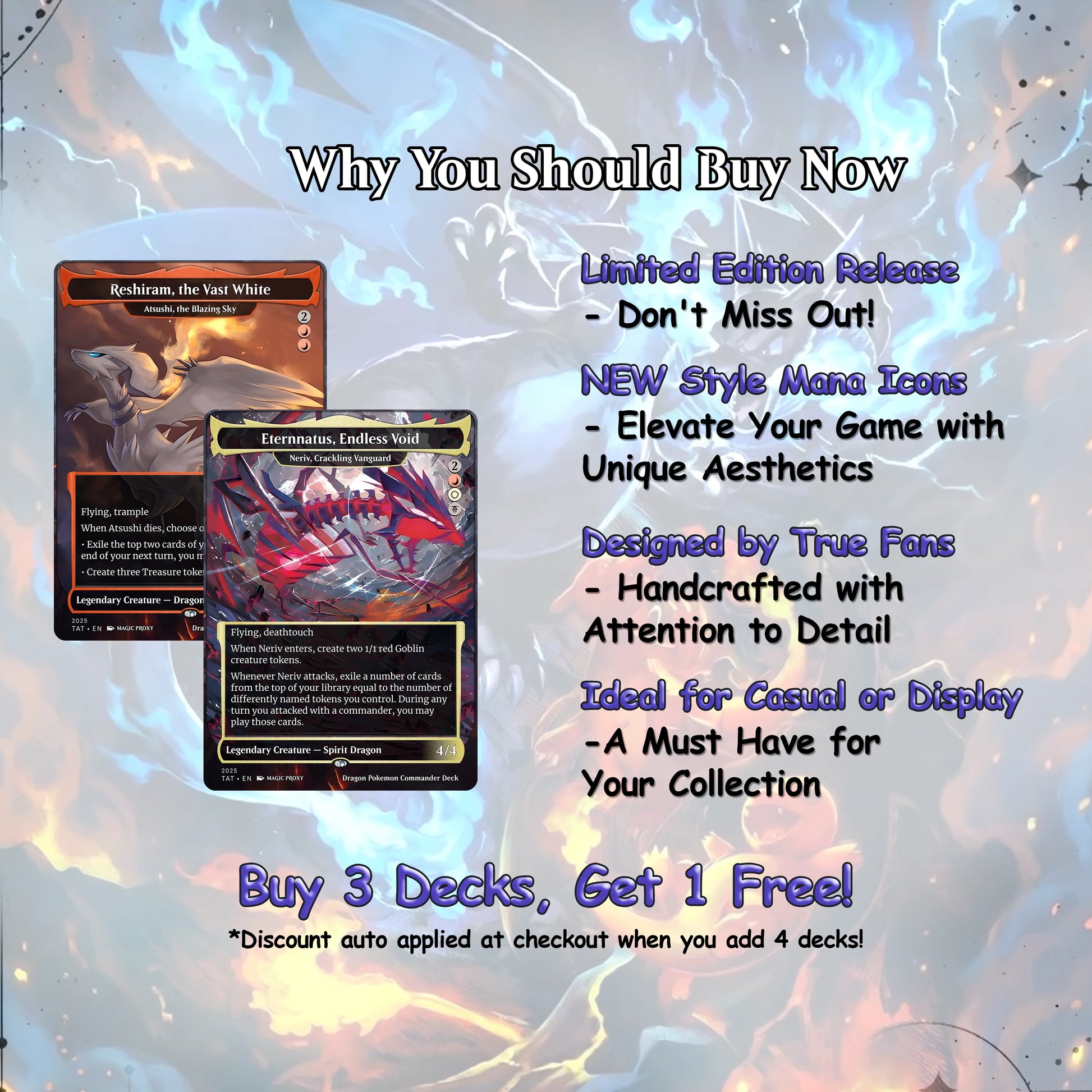 The Ur-Dragon EDH Proxy Deck - P.o.k.é.m.o.n Art, Tarkir Dragonstorm, Dragon Tribal Commander