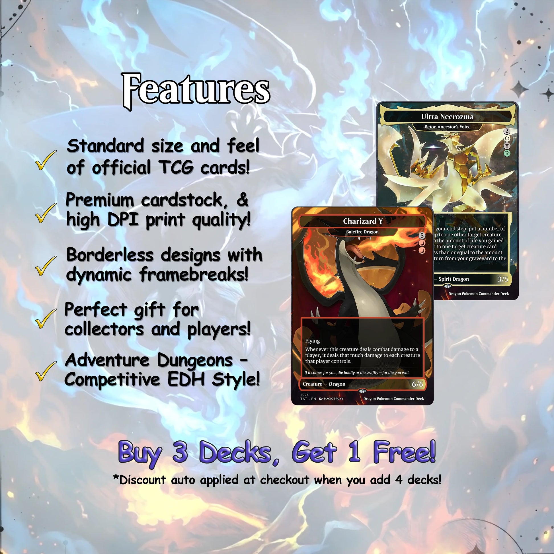 The Ur-Dragon EDH Proxy Deck - P.o.k.é.m.o.n Art, Tarkir Dragonstorm, Dragon Tribal Commander