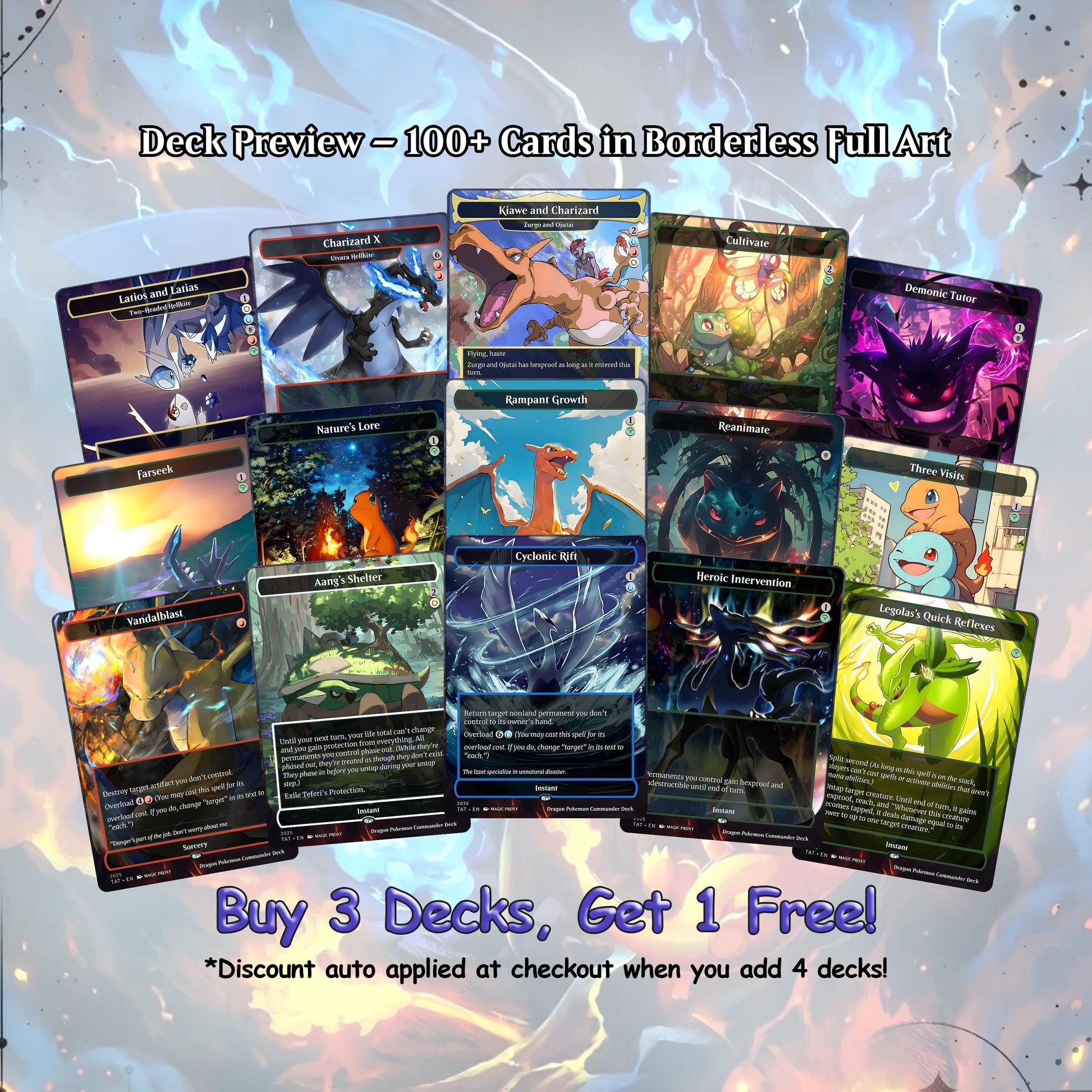 The Ur-Dragon EDH Proxy Deck - P.o.k.é.m.o.n Art, Tarkir Dragonstorm, Dragon Tribal Commander