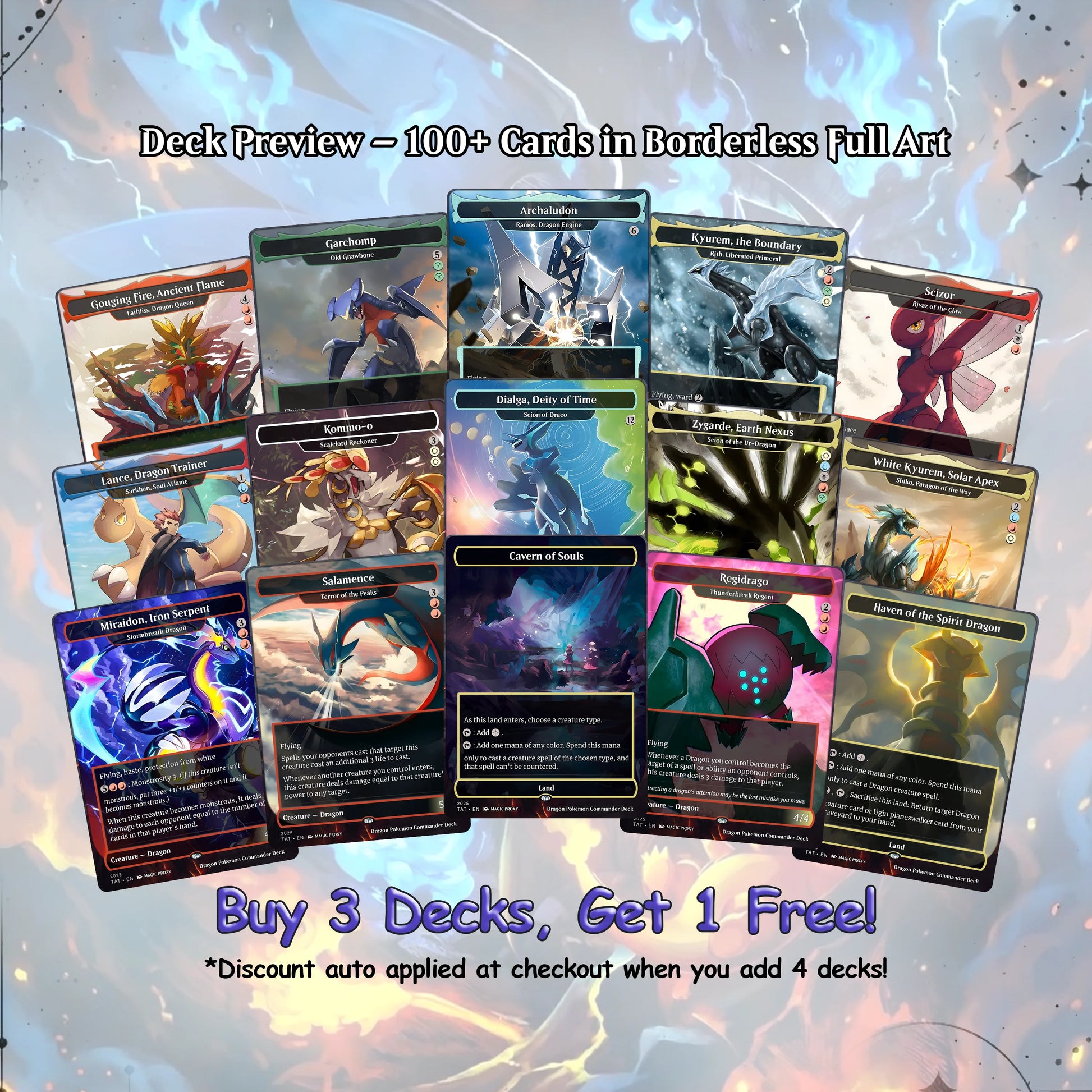 The Ur-Dragon EDH Proxy Deck - P.o.k.é.m.o.n Art, Tarkir Dragonstorm, Dragon Tribal Commander