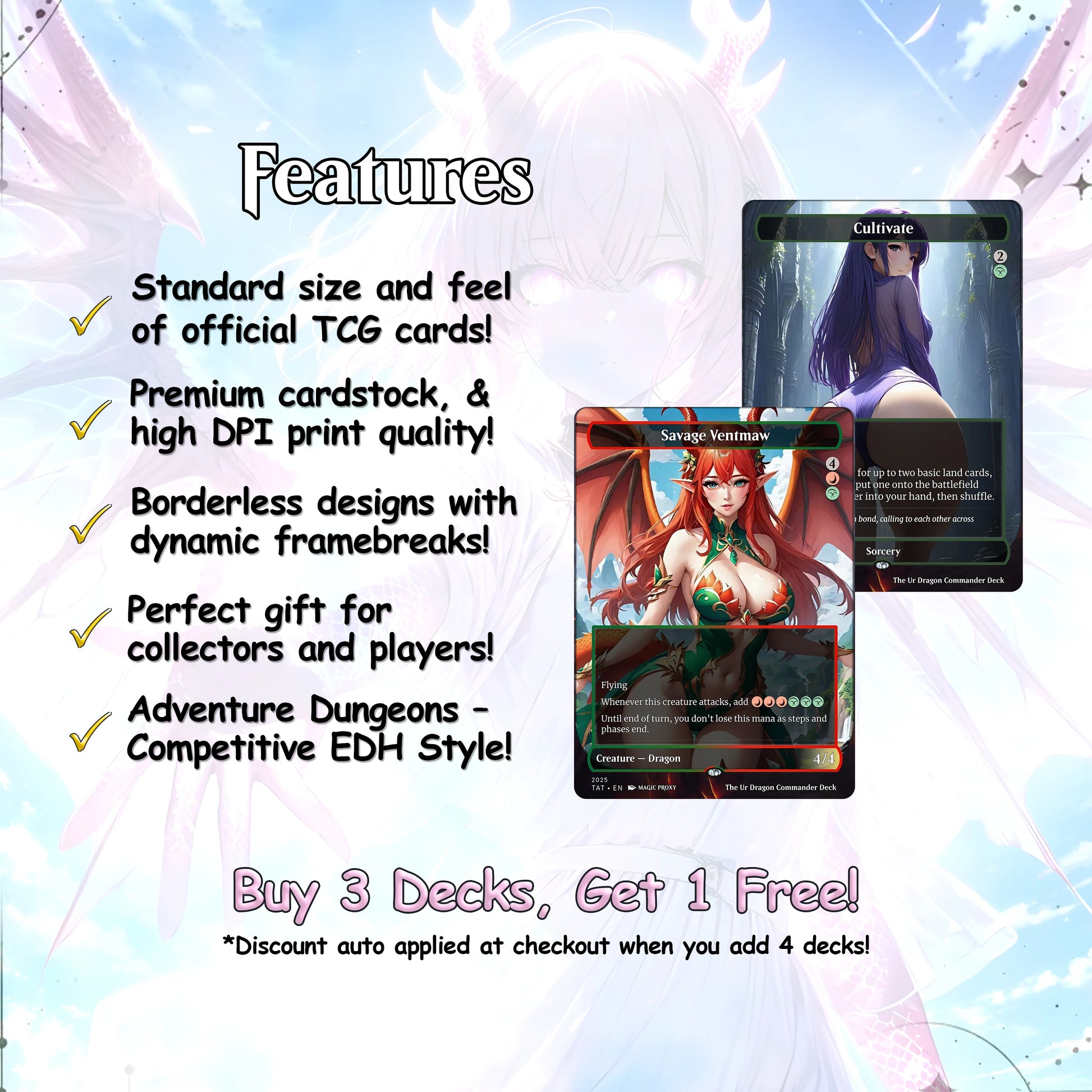The Ur Dragon Anime Waifu Proxy Commander Deck Custom Proxy EDH Dragon Tribal English High Quality Cards