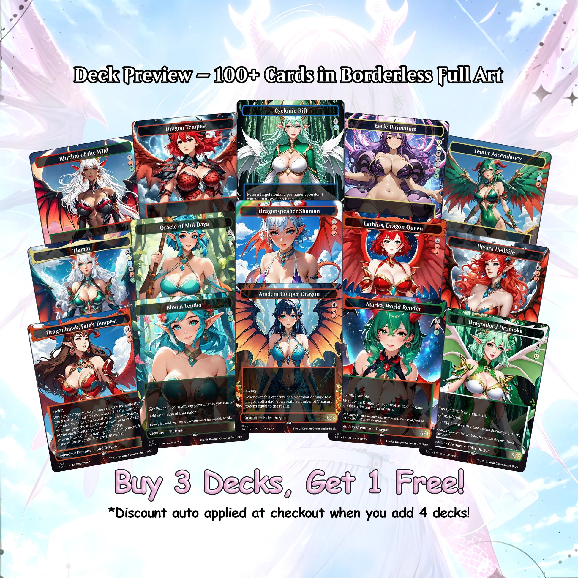 The Ur Dragon Anime Waifu Proxy Commander Deck Custom Proxy EDH Dragon Tribal English High Quality Cards