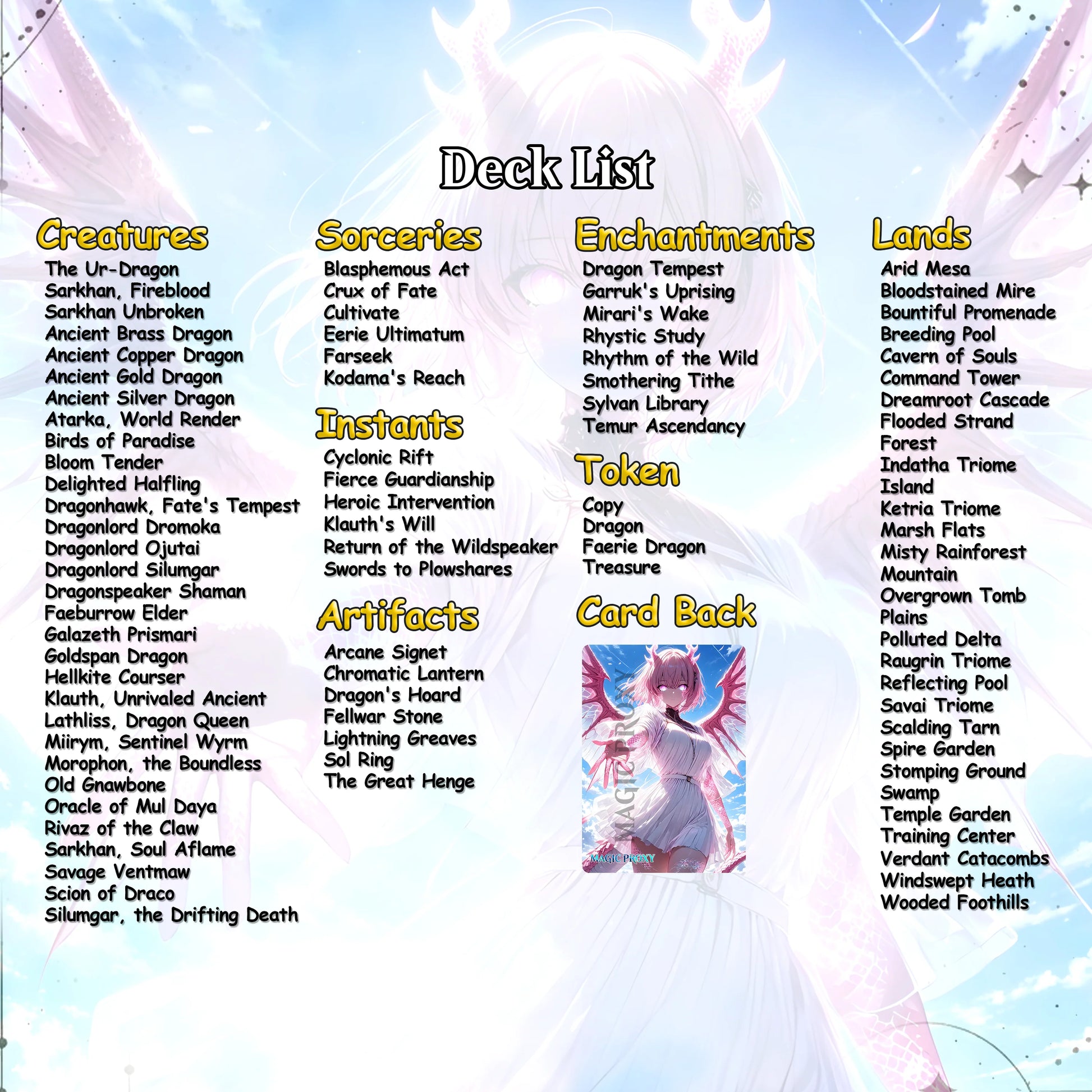 The Ur Dragon Anime Waifu Proxy Commander Deck Custom Proxy EDH Dragon Tribal English High Quality Cards