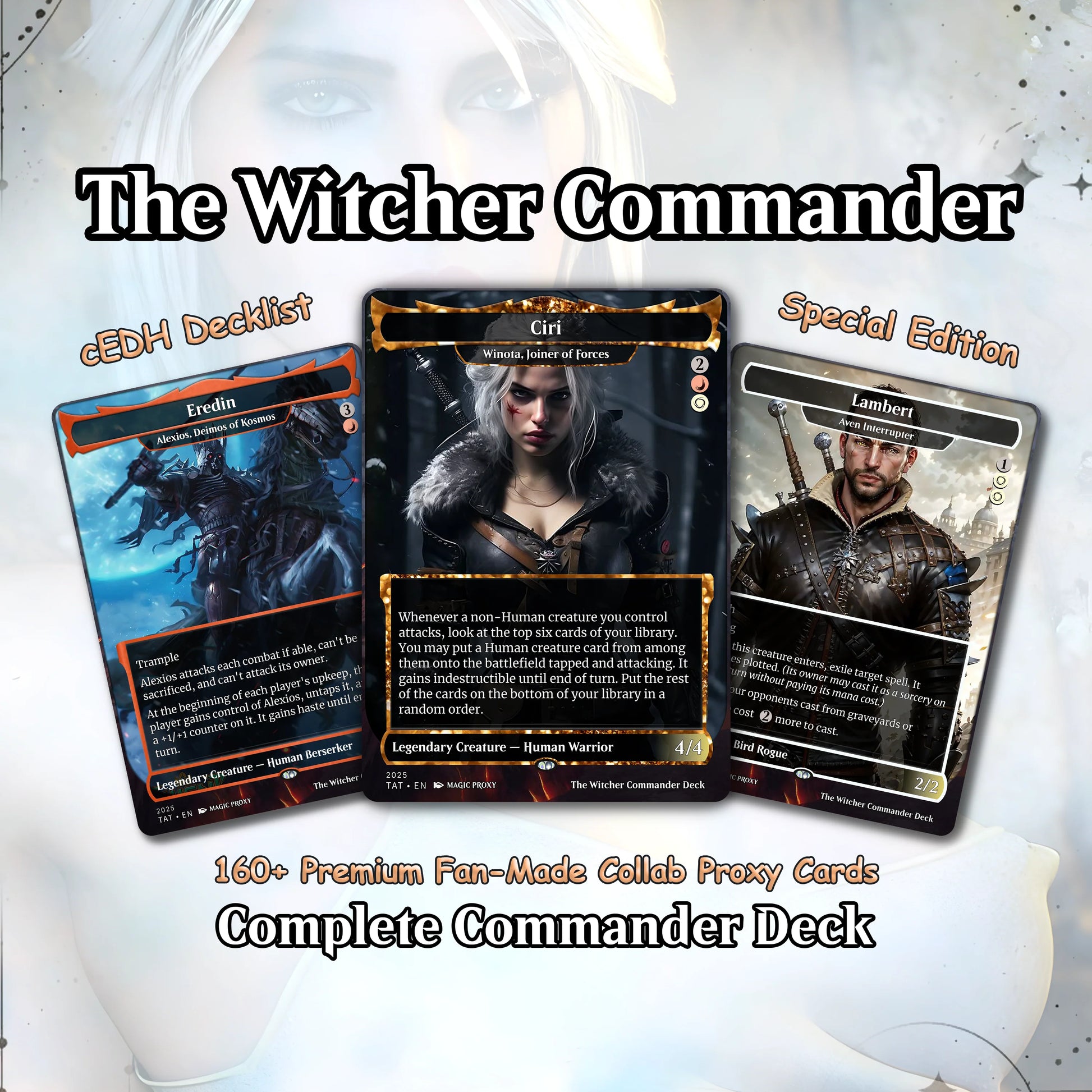 The Witcher Commander cEDH Deck - The Witcher Commander Magic Commander - Magic Proxy Deck with 160+ Unique Cards - Cust