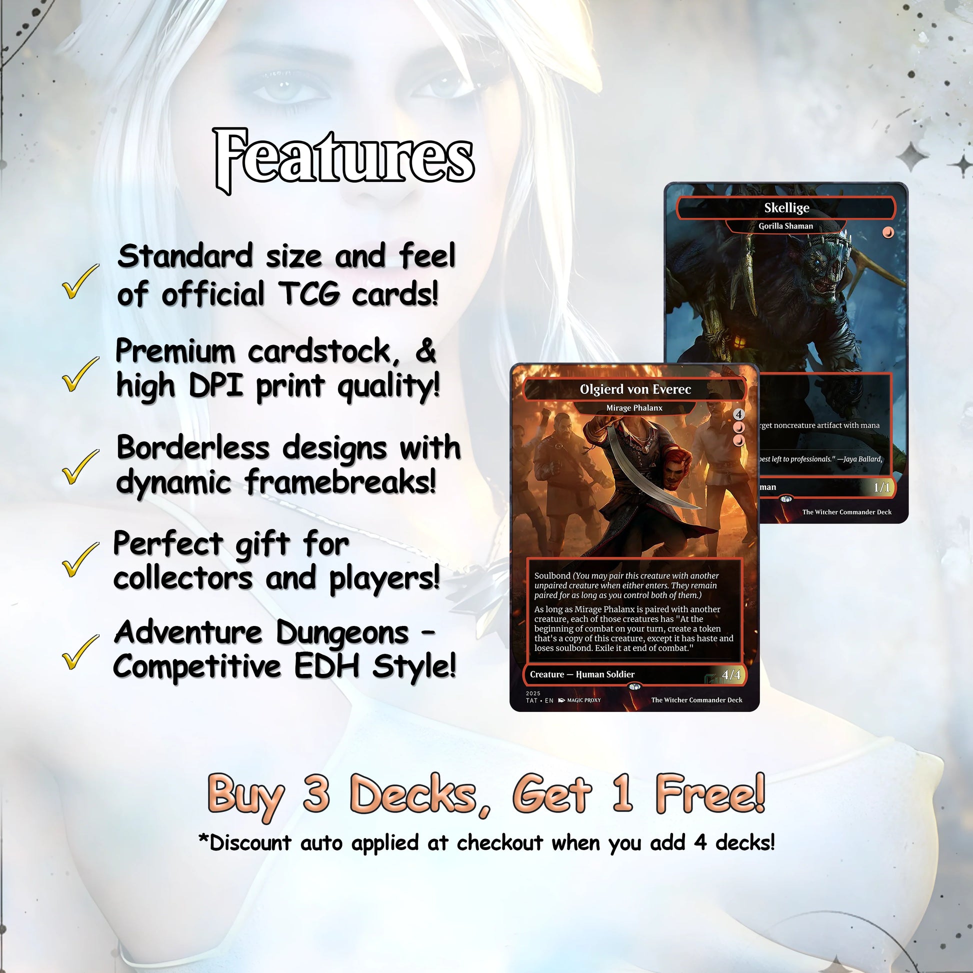 The Witcher Commander cEDH Deck - The Witcher Commander Magic Commander - Magic Proxy Deck with 160+ Unique Cards - Cust