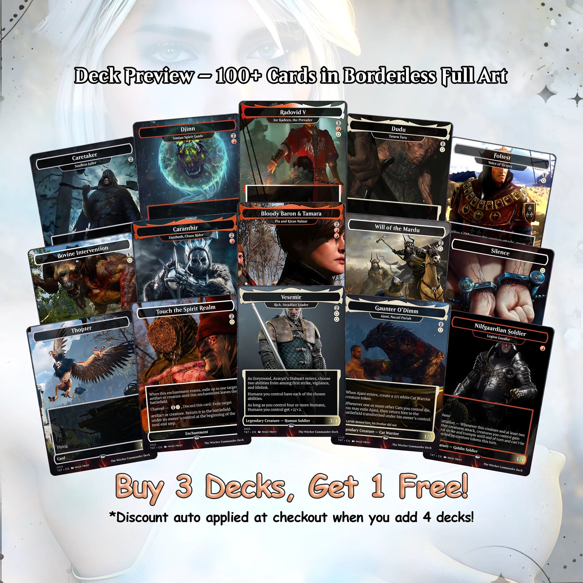 The Witcher Commander cEDH Deck - The Witcher Commander Magic Commander - Magic Proxy Deck with 160+ Unique Cards - Cust