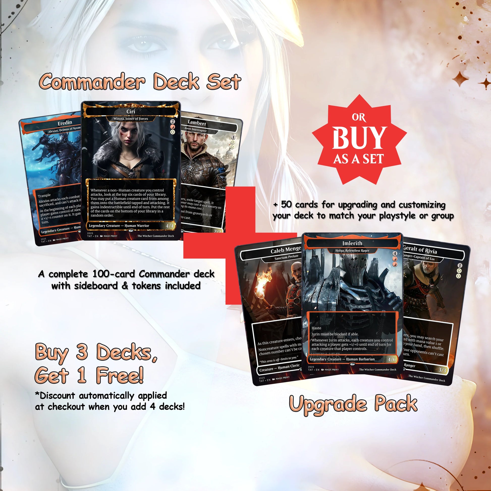 The Witcher Commander cEDH Deck - The Witcher Commander Magic Commander - Magic Proxy Deck with 160+ Unique Cards - Cust