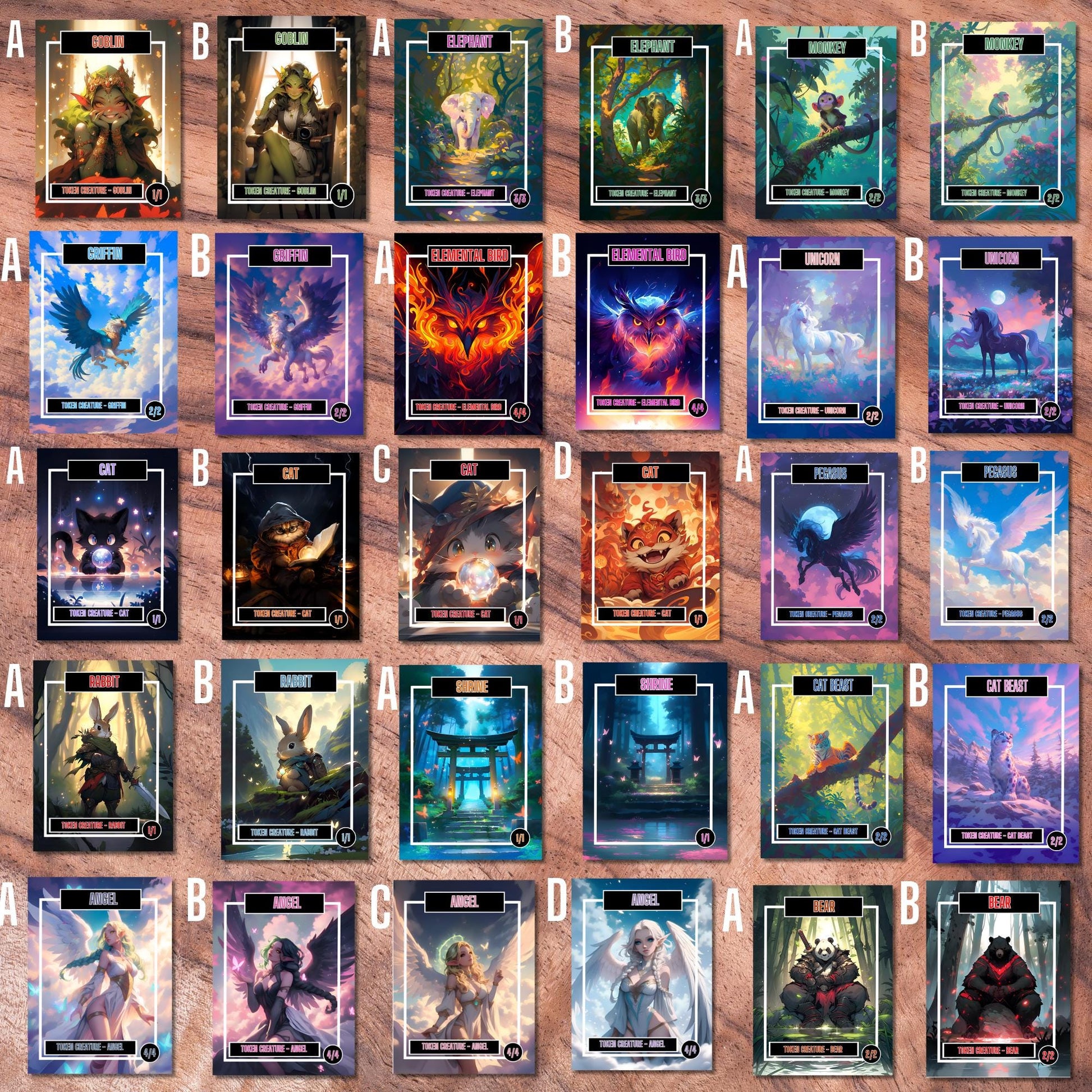 Token Card Bundle Compatible with MTG, Unofficial Tokens for MTG Play, Gifts for Gamers, Regular or Foil Holographic Tok