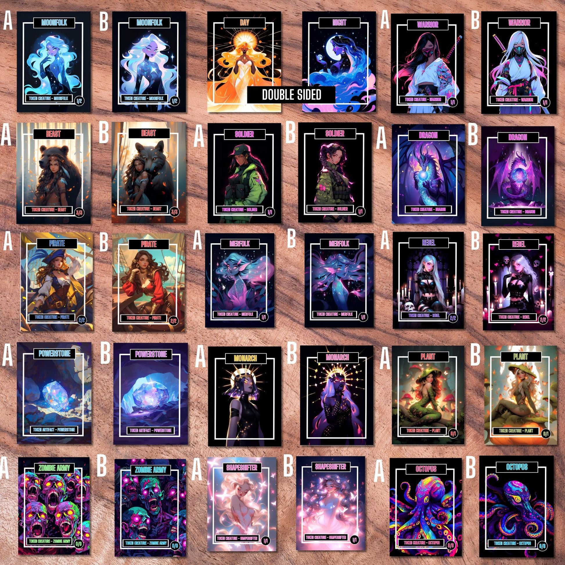 Token Card Bundle Compatible with MTG, Unofficial Tokens for MTG Play, Gifts for Gamers, Regular or Foil Holographic Tok