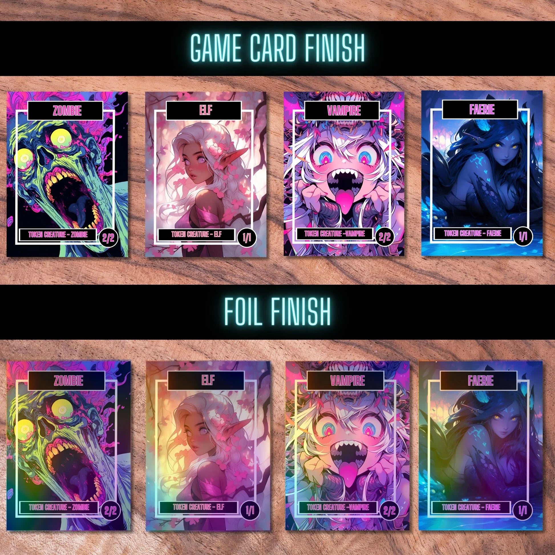 Token Card Bundle Compatible with MTG, Unofficial Tokens for MTG Play, Gifts for Gamers, Regular or Foil Holographic Tok