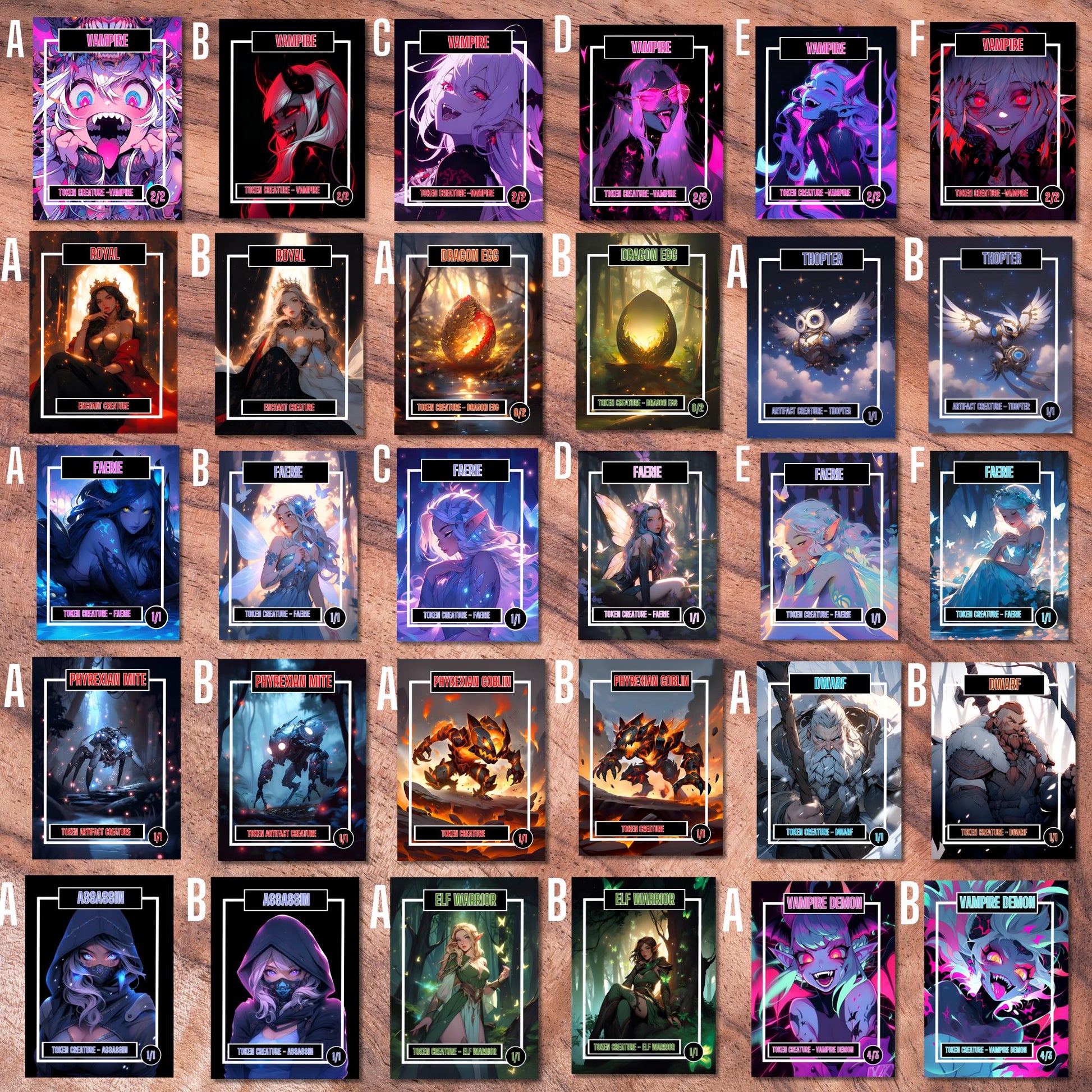 Token Card Bundle Compatible with MTG, Unofficial Tokens for MTG Play, Gifts for Gamers, Regular or Foil Holographic Tok