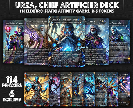 Urza, Chief Artificer Affinity Deck, 120 Cards, 14 Sideboard, 6 Tokens Includes All Main Urza's, Shorikai, Artifacts, Cu