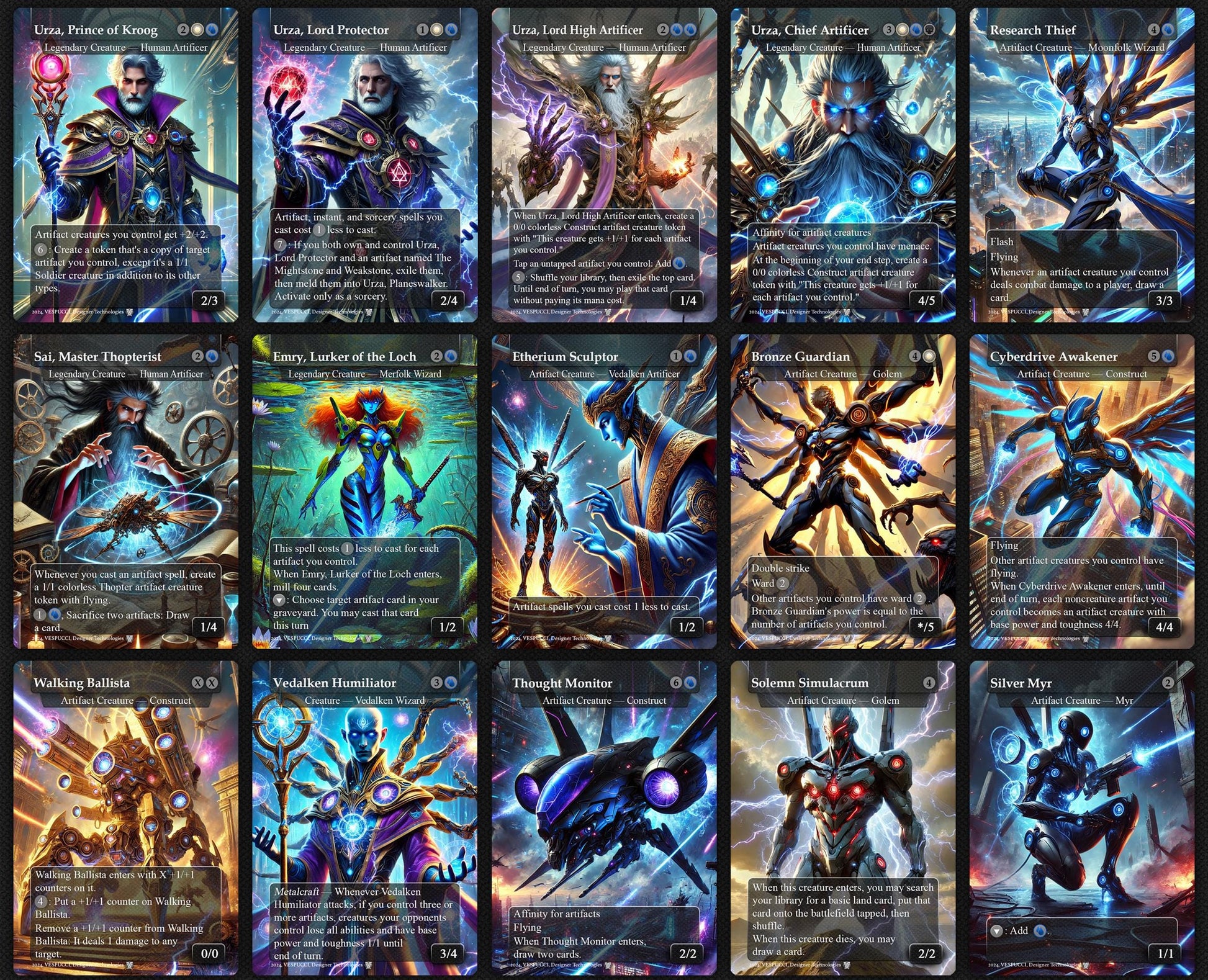 Urza, Chief Artificer Affinity Deck, 120 Cards, 14 Sideboard, 6 Tokens Includes All Main Urza's, Shorikai, Artifacts, Cu