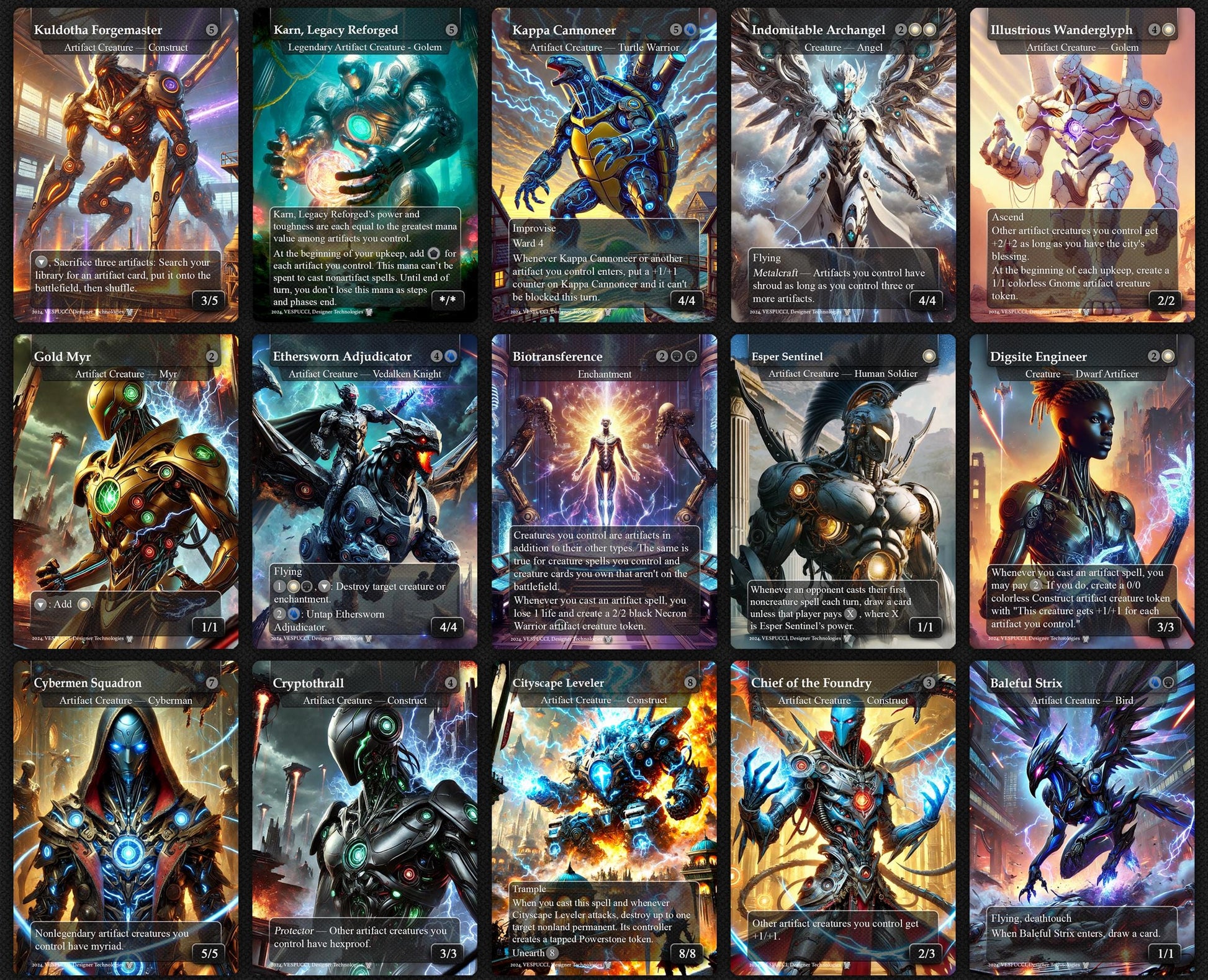 Urza, Chief Artificer Affinity Deck, 120 Cards, 14 Sideboard, 6 Tokens Includes All Main Urza's, Shorikai, Artifacts, Cu