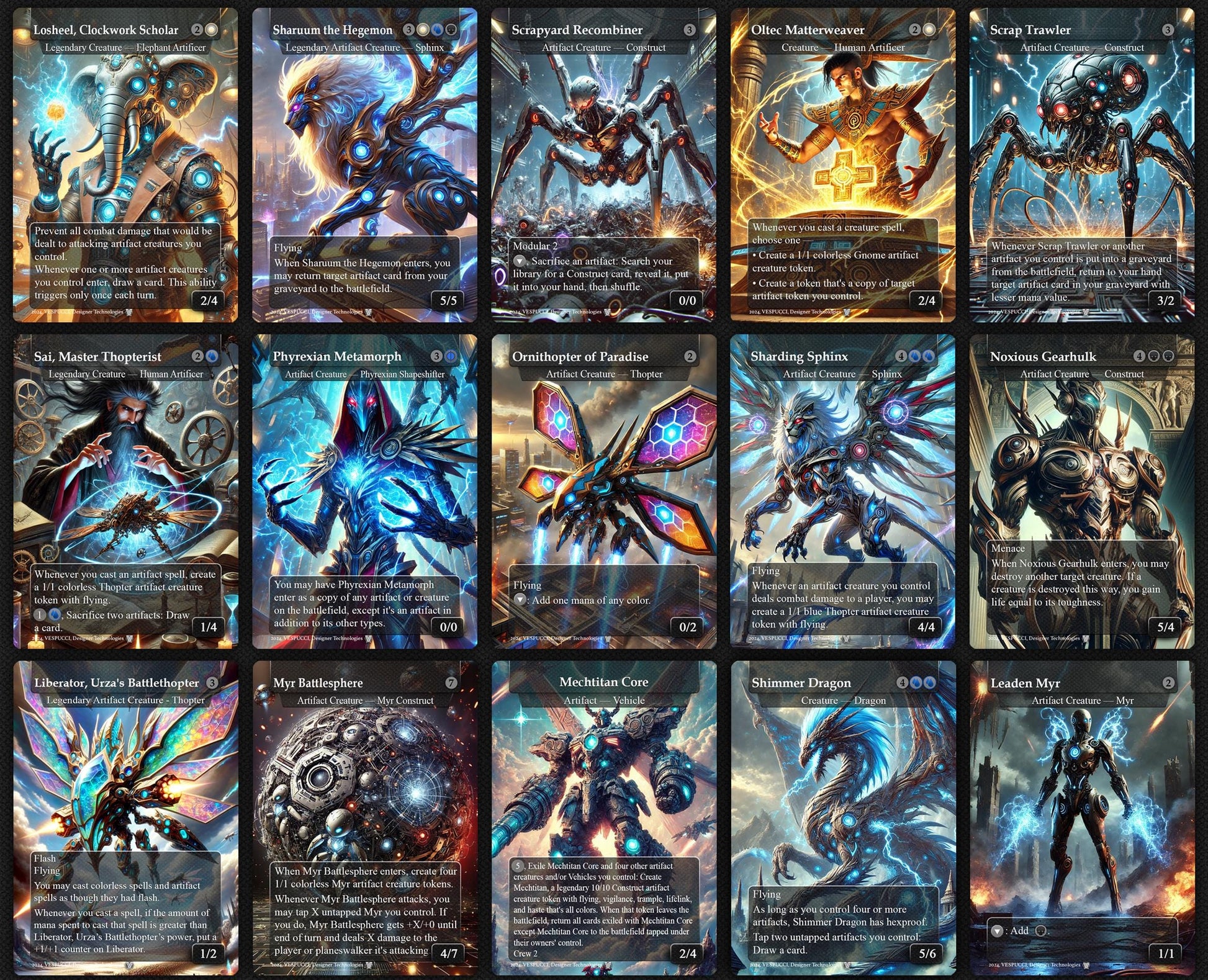 Urza, Chief Artificer Affinity Deck, 120 Cards, 14 Sideboard, 6 Tokens Includes All Main Urza's, Shorikai, Artifacts, Cu