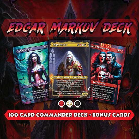 Vampire Commander Deck - Edgar Markov High Quality MTG Proxies for EDH, Full 100 Card Ready to Play Deck with Custom Art