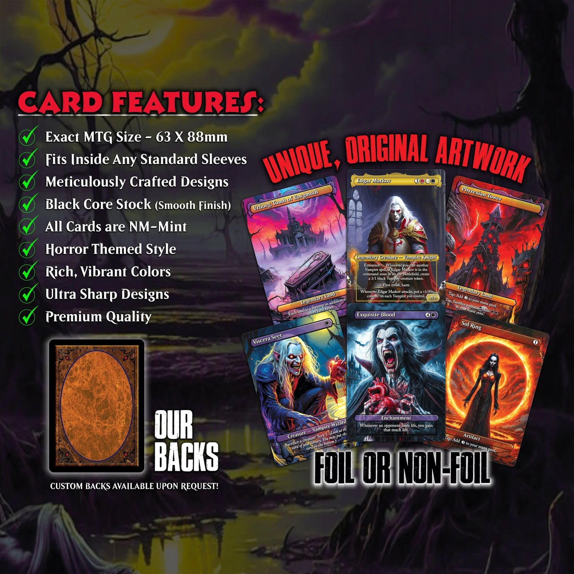 Vampire Commander Deck - Edgar Markov High Quality MTG Proxies for EDH, Full 100 Card Ready to Play Deck with Custom Art