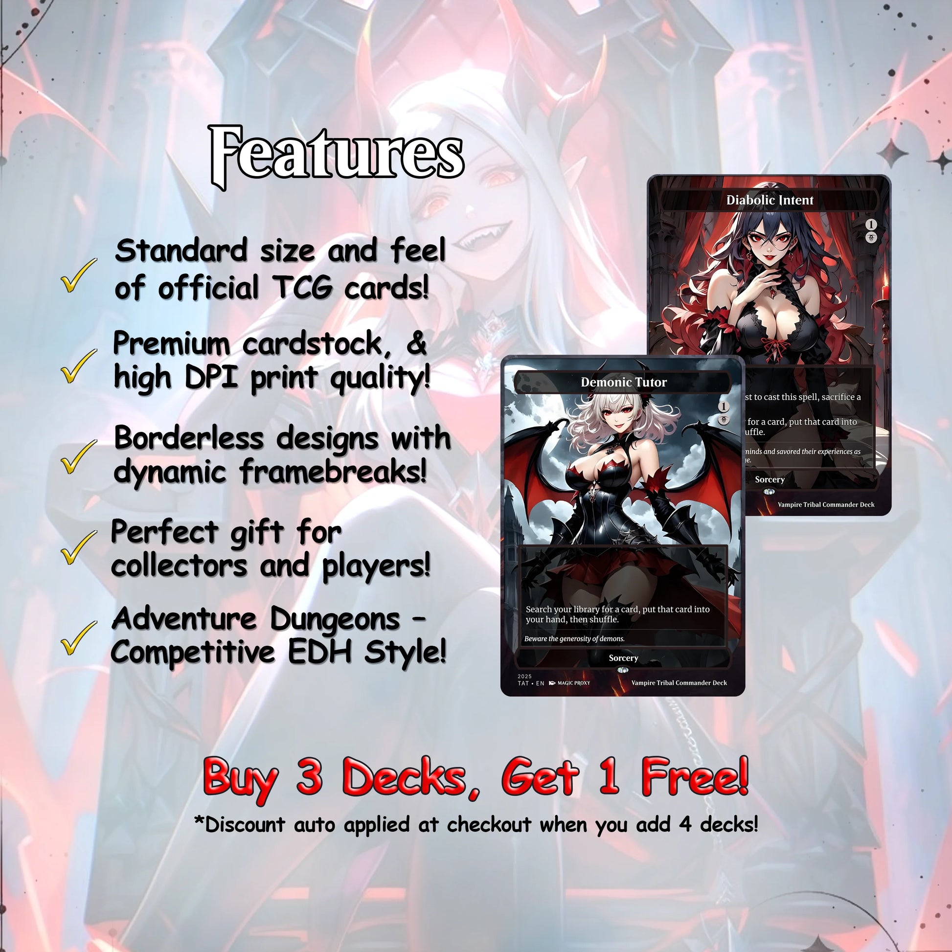 Vampire Tribal Anime Waifu Proxy Commander Deck Custom Proxy EDH High Quality Cards