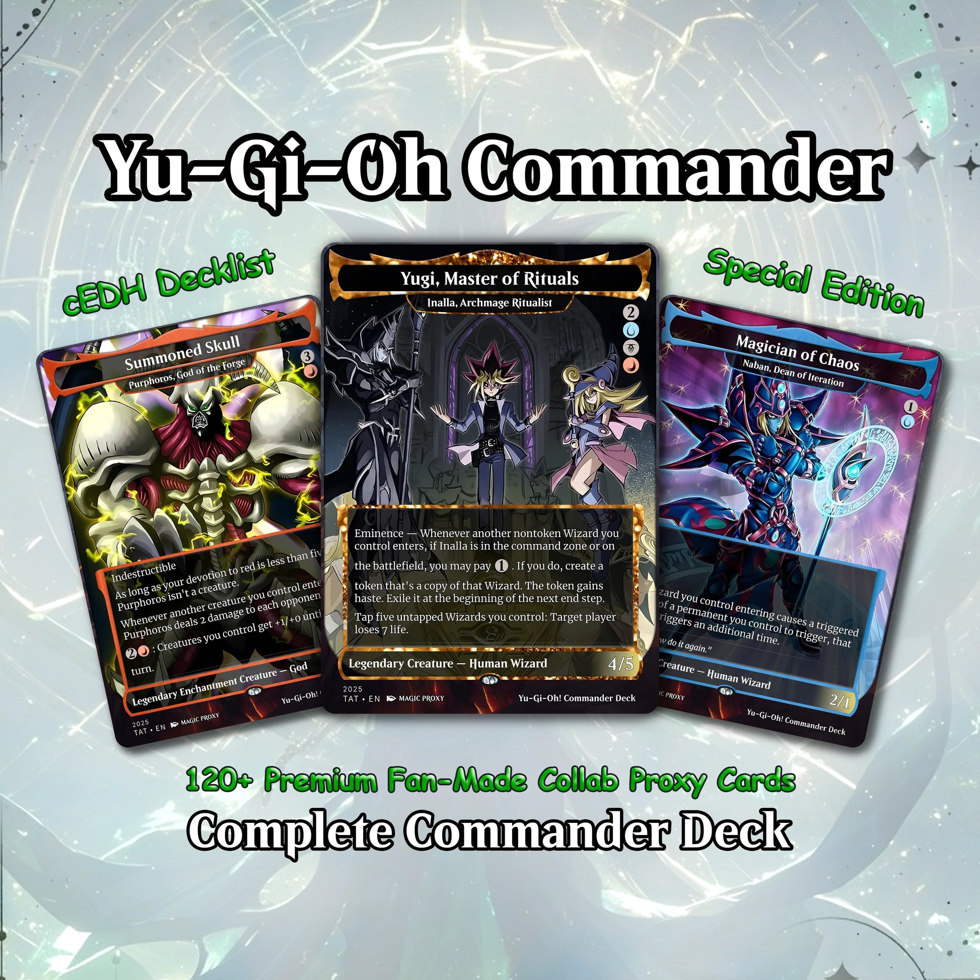 Yu-Gi-Oh MTG EDH Commander Proxy Deck - Dark Magic! - Wizards - 100 Cards, 8 Tokens - Magic - Gathering - Yugioh - Proxi