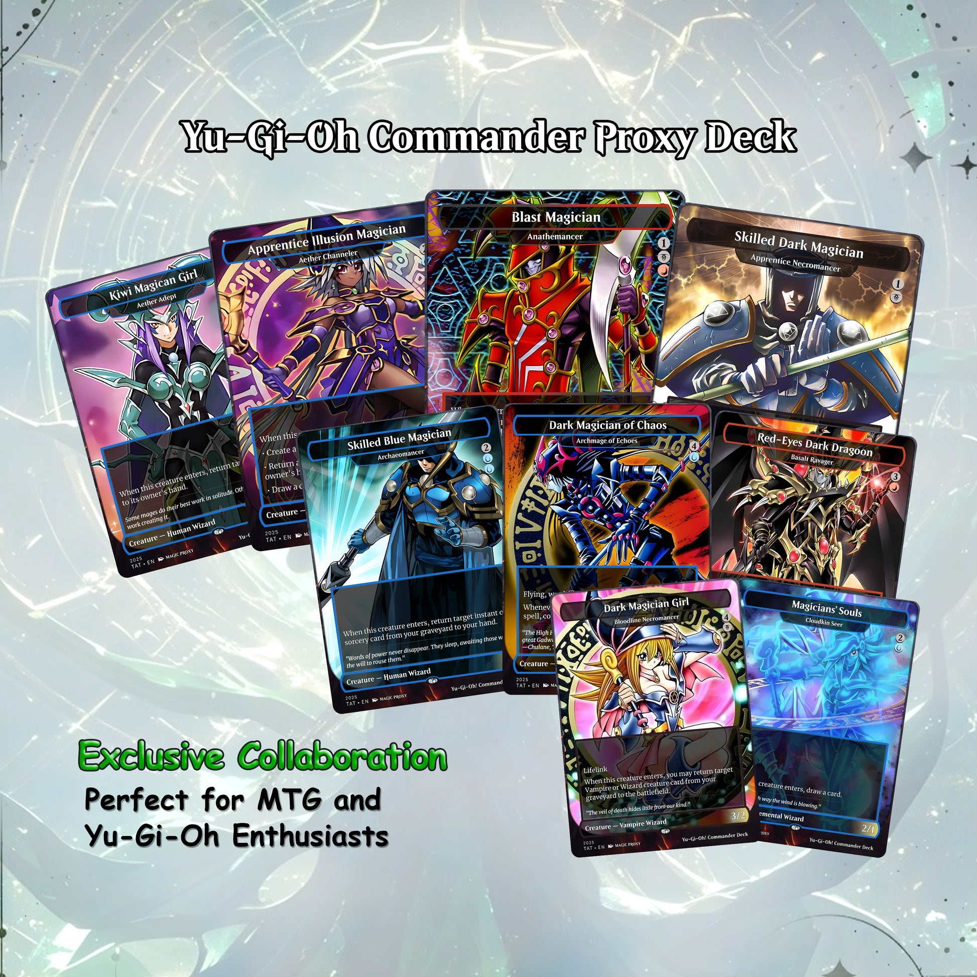 Yu-Gi-Oh MTG EDH Commander Proxy Deck - Dark Magic! - Wizards - 100 Cards, 8 Tokens - Magic - Gathering - Yugioh - Proxi