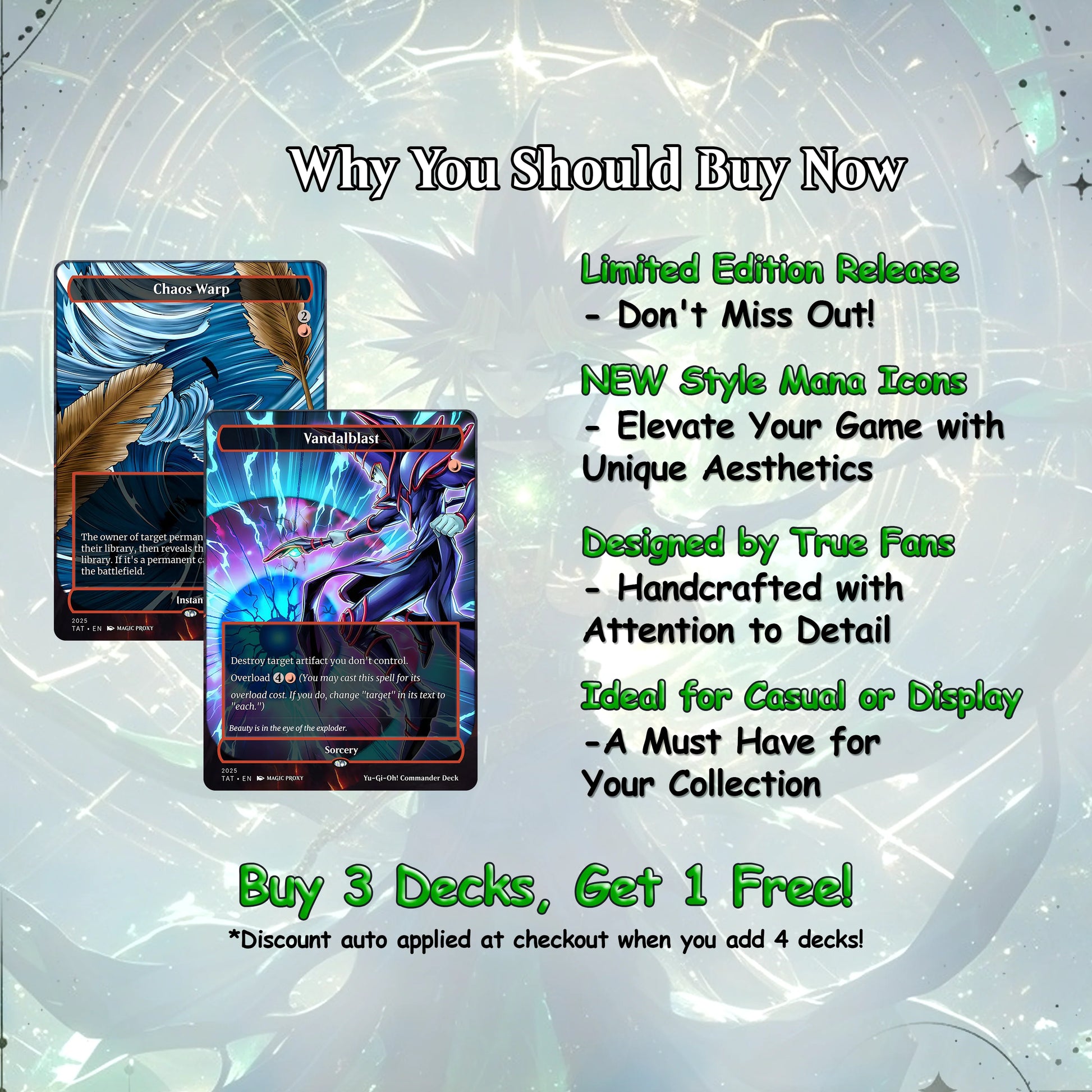Yu-Gi-Oh MTG EDH Commander Proxy Deck - Dark Magic! - Wizards - 100 Cards, 8 Tokens - Magic - Gathering - Yugioh - Proxi