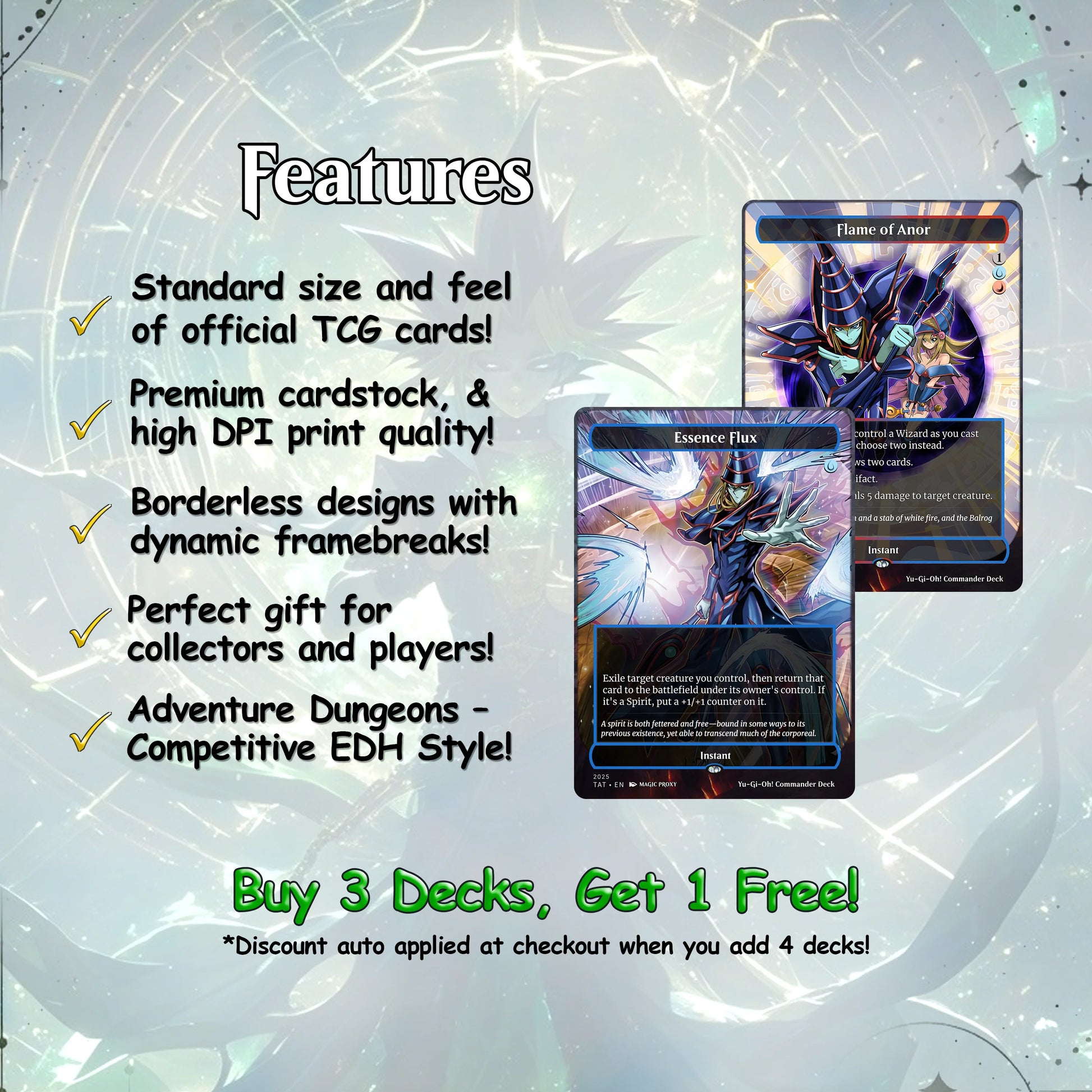 Yu-Gi-Oh MTG EDH Commander Proxy Deck - Dark Magic! - Wizards - 100 Cards, 8 Tokens - Magic - Gathering - Yugioh - Proxi