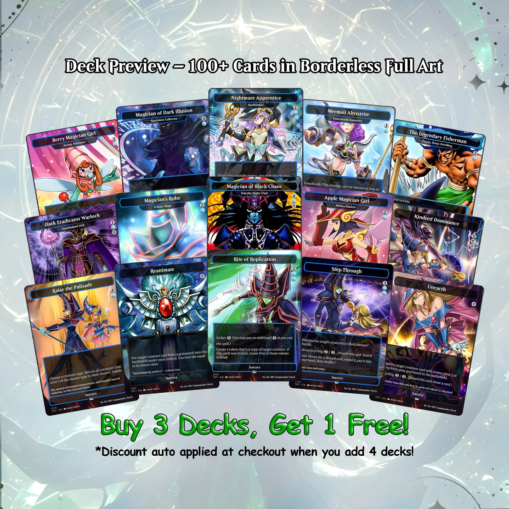 Yu-Gi-Oh MTG EDH Commander Proxy Deck - Dark Magic! - Wizards - 100 Cards, 8 Tokens - Magic - Gathering - Yugioh - Proxi