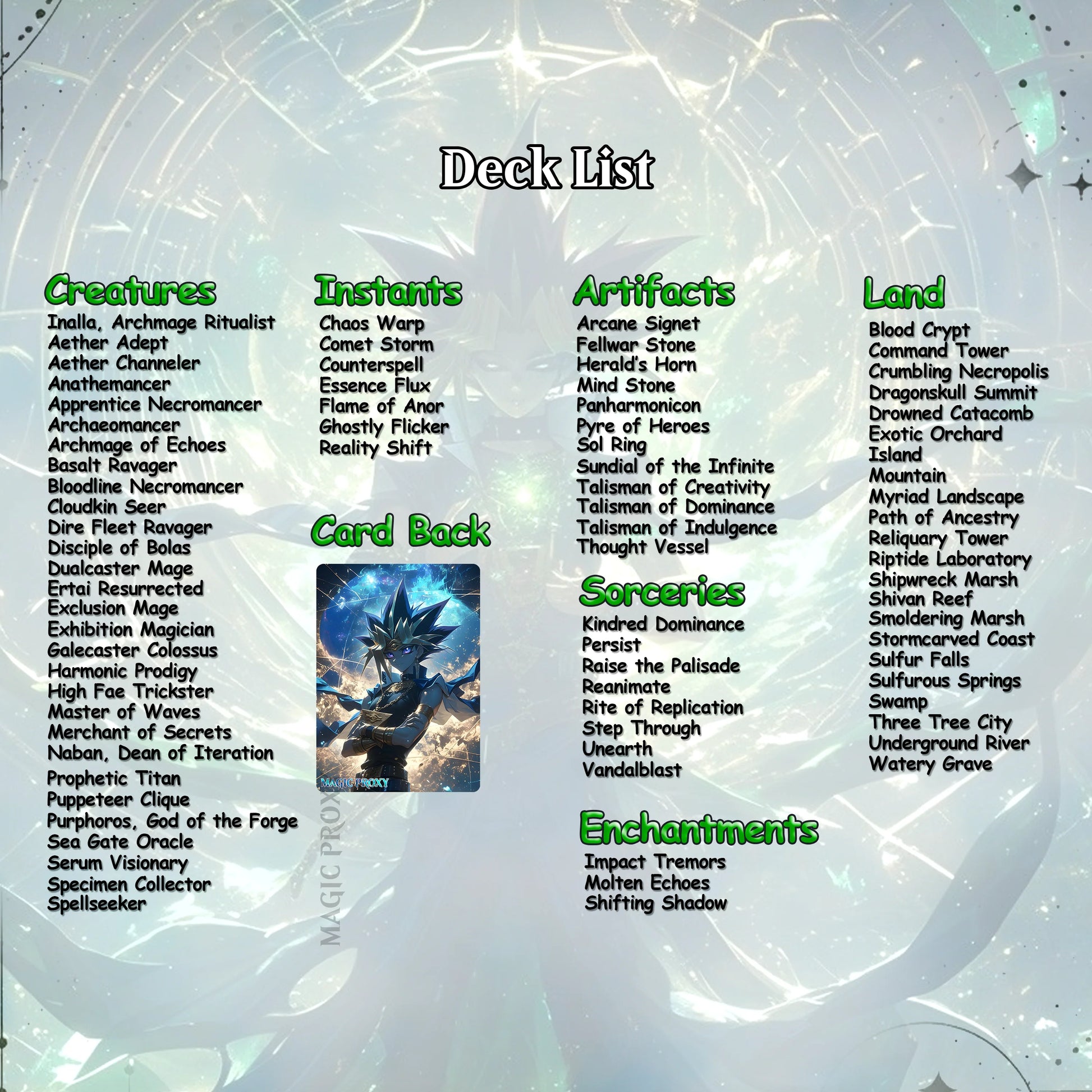 Yu-Gi-Oh MTG EDH Commander Proxy Deck - Dark Magic! - Wizards - 100 Cards, 8 Tokens - Magic - Gathering - Yugioh - Proxi